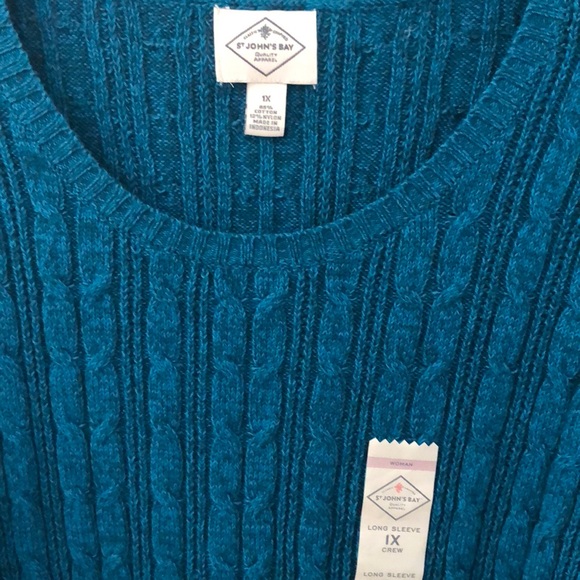 St. John's Bay Cable Crew Neck Sweater - Plus - Picture 3 of 4